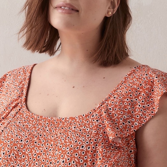 Maxi dress Fairy Ruffle Mod Boho Daisies Stretch Flowy Orange 3X - Picture 2 of 12